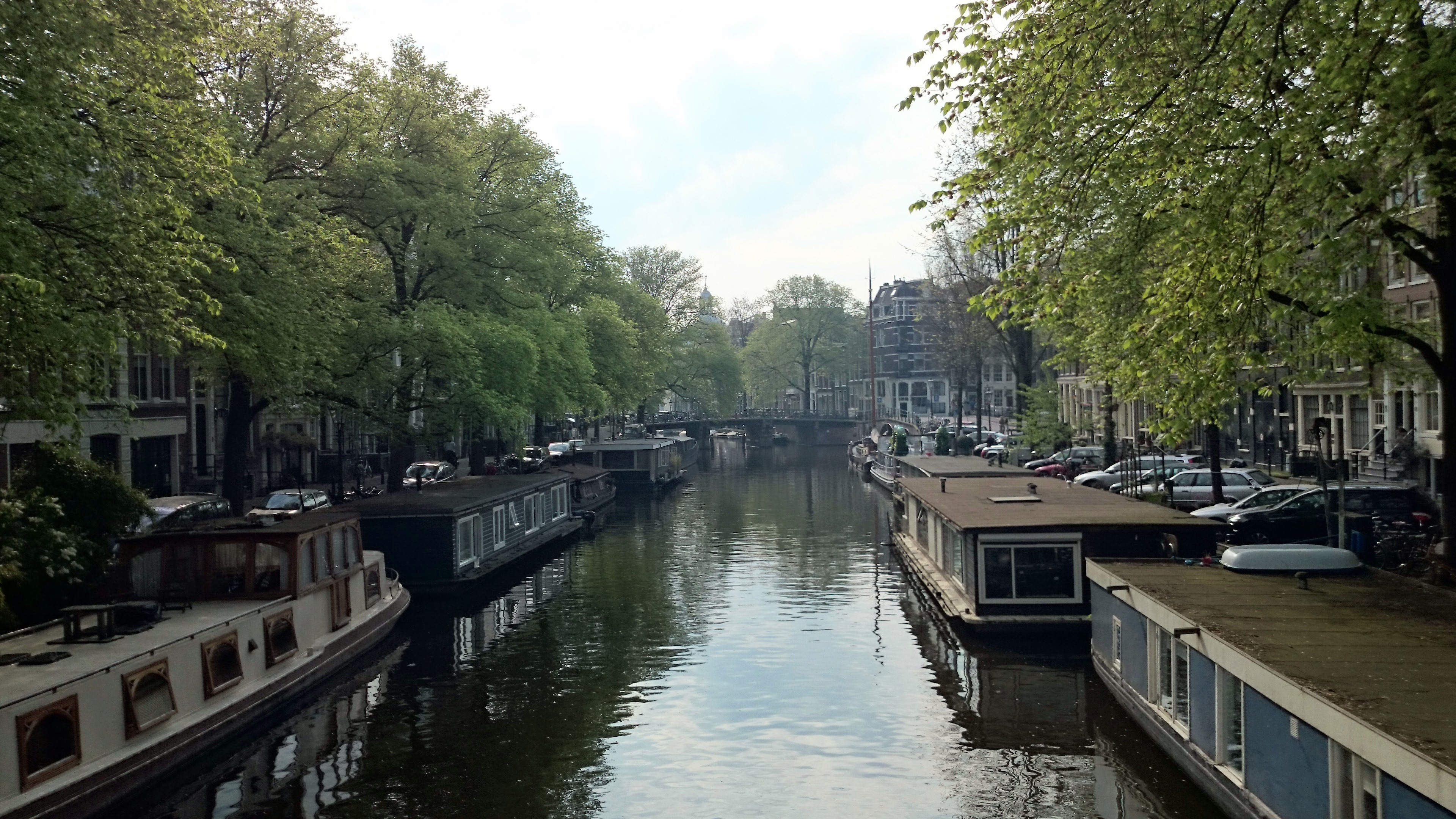 Skaters on a well-maintained Dutch canal